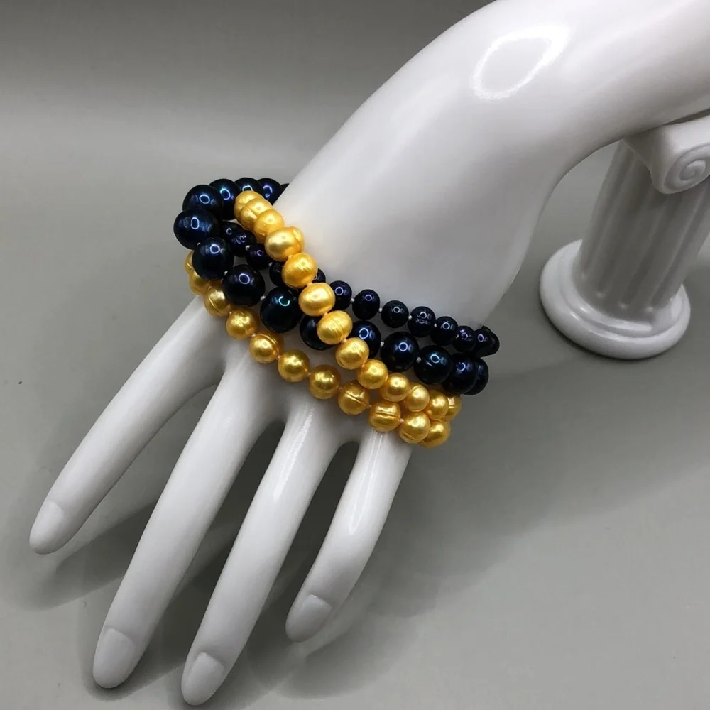 Cultured dyed freshwater pearls bracelets bundle lot 4, layered, multi strand.